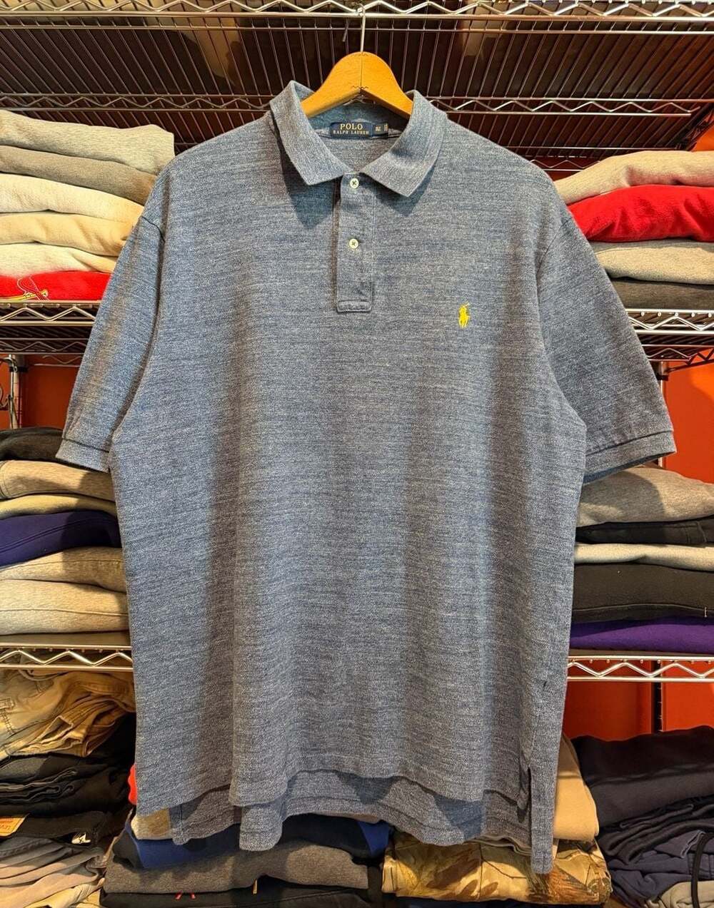 Polo Ralph Lauren Polo Shirt XLT Blue Short Sleeve Heathered Pony Logo